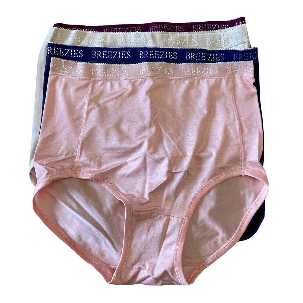 Breezies Set of 4 Nylon Microfiber Brief Panty Classic Size 2X QVC A287799